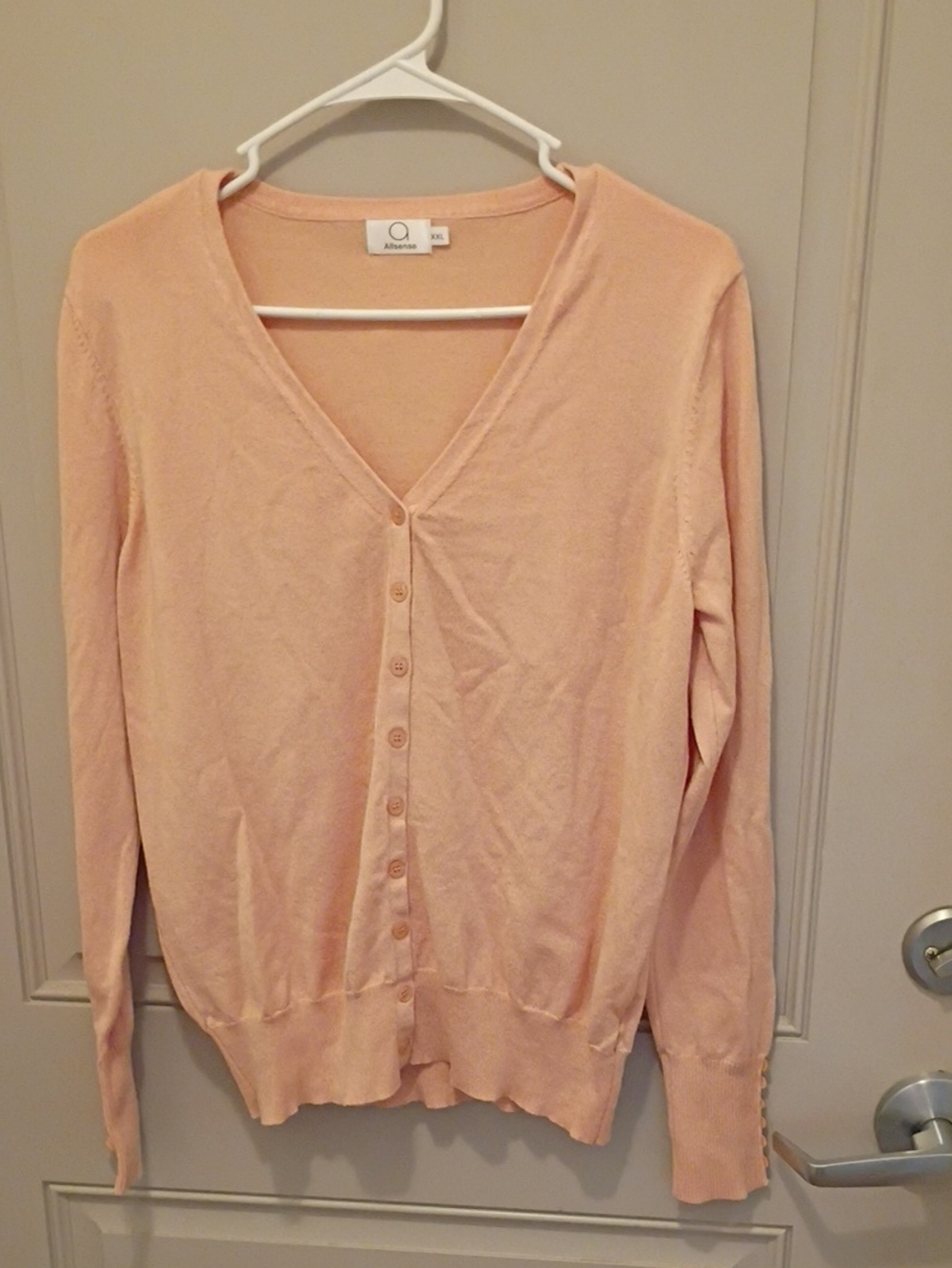 Allsense Women's Peach Colored Button Up Cardigan Size XXL